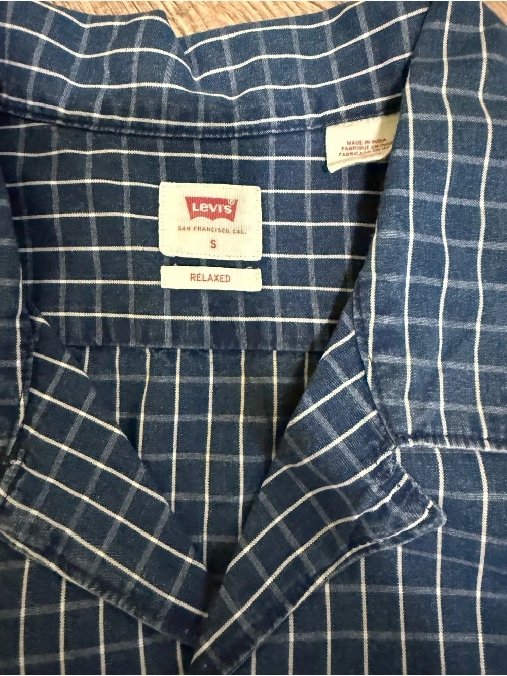 Levi's Men's Navy Blue Windowpane Casual Button-Down Shirt